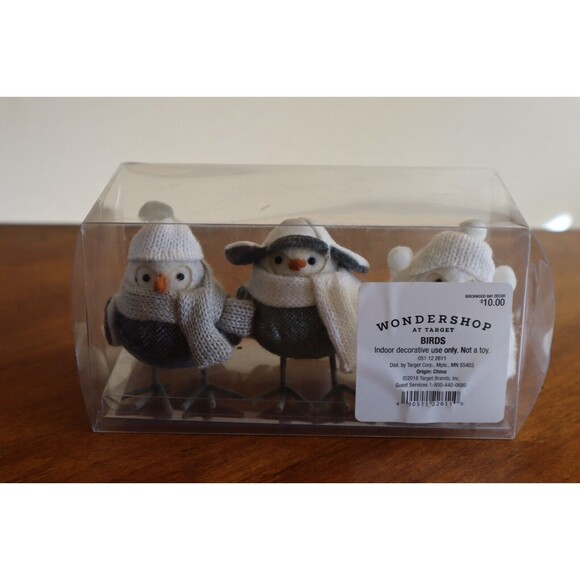2018 Target Wondershop Mini Miniature Small Winter Bird Figures Boxed SET OF 3 - Picture 10 of 14